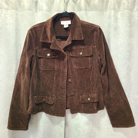 Chadwick’s Chocolate Brown Corduroy Jacket Womens 10P VTG - Picture 1 of 9